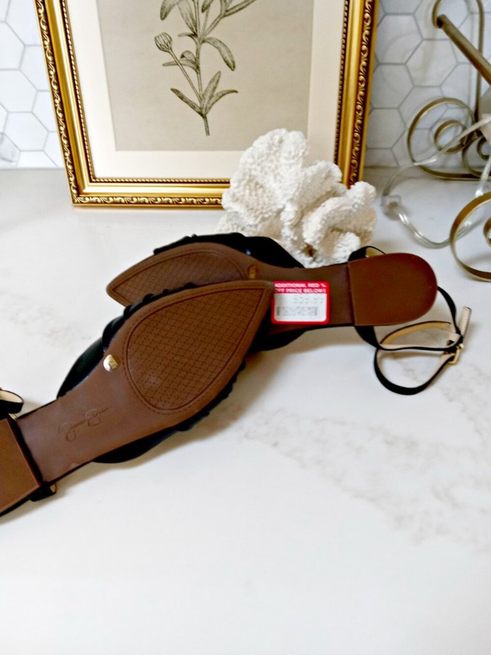 NEW! JESSICA SIMPSON Carmie BLACK BOW ANKLE SANDAL - Picture 4 of 6